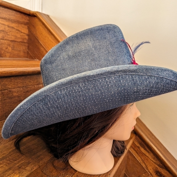 Vintage western 60's blue denim cowboy hat. Size 7-7 1/8 - Picture 14 of 17